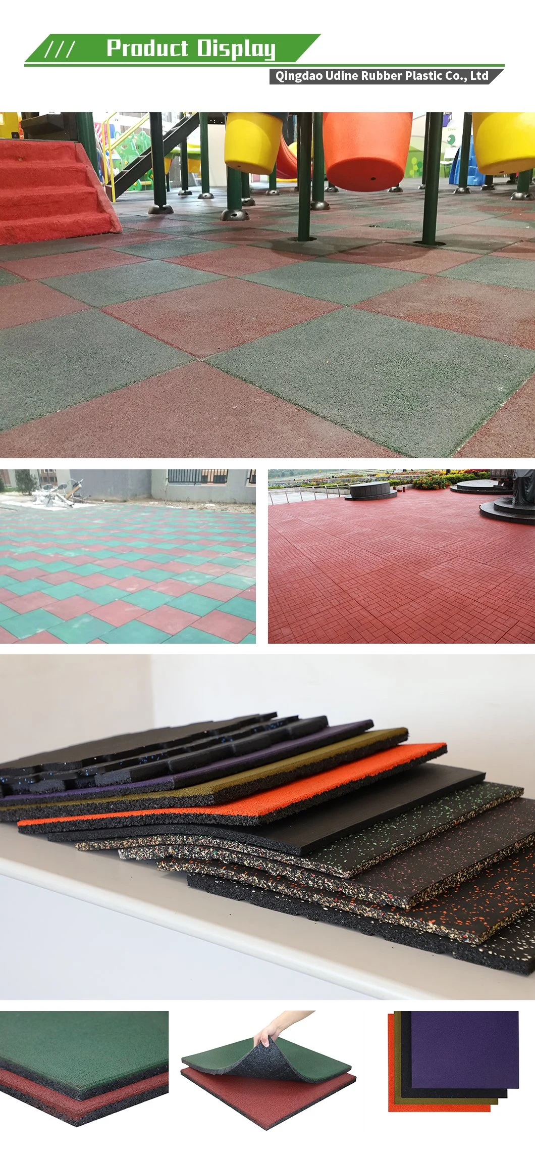 Heavy Duty Recycled Outdoor Interlocking Puzzle Fitness Sport Paver Shock Absorbent Crossfit EPDM Playground Gym Rubber Rolls Tiles Mats Flooring for Equipment